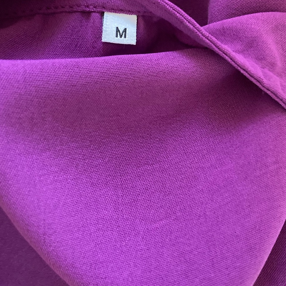 Size medium-beautiful purple V-neck Tiered Dress W/ 3/4 Sleeve - Picture 3 of 3